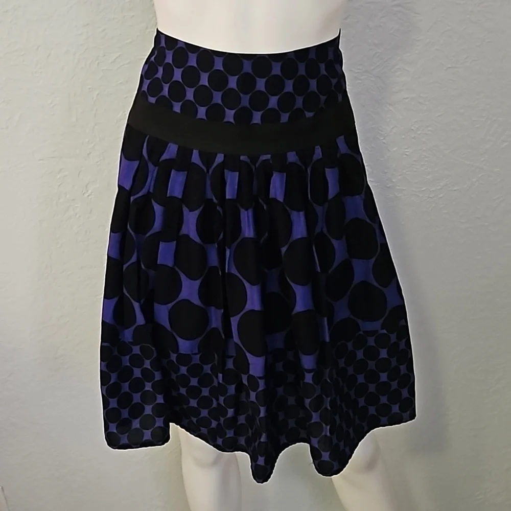 VTG CATO 1990s Purple and Black Polka Dot Pleated Circle Skirt